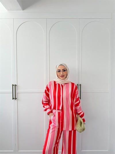 Ezel Etnik Desen Takım - Pembe