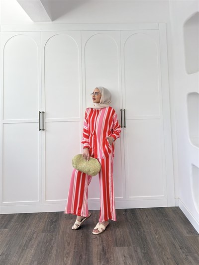 Ezel Etnik Desen Takım - Pembe