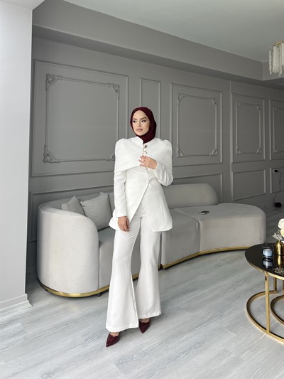 Fşy-Marci Gold Düğmeli Takım - Beyaz