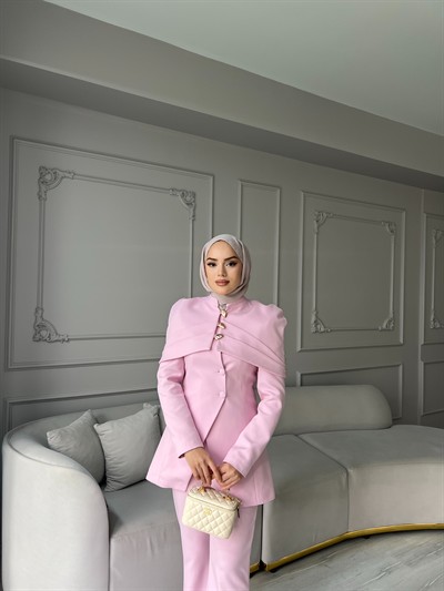 Fşy-Marci Gold Düğmeli Takım - Pembe