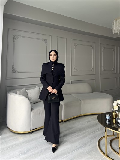 Fşy-Marci Gold Düğmeli Takım - Siyah