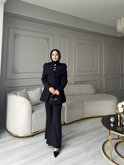 Fşy-Marci Gold Düğmeli Takım - Siyah