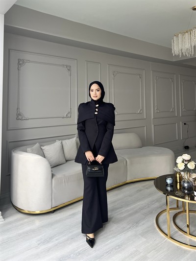 Fşy-Marci Gold Düğmeli Takım - Siyah