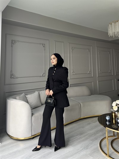 Fşy-Marci Gold Düğmeli Takım - Siyah