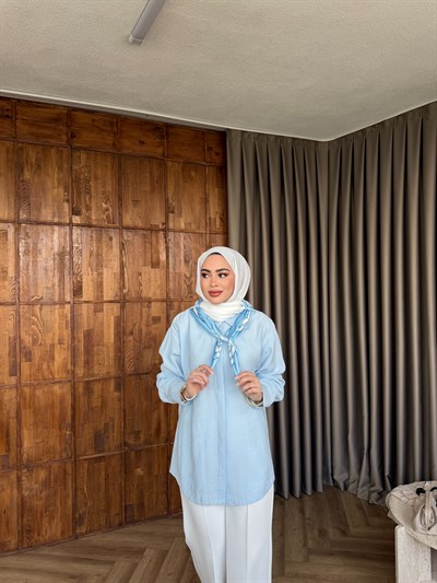 Fular Detaylı Gömlek - Bebe Mavi