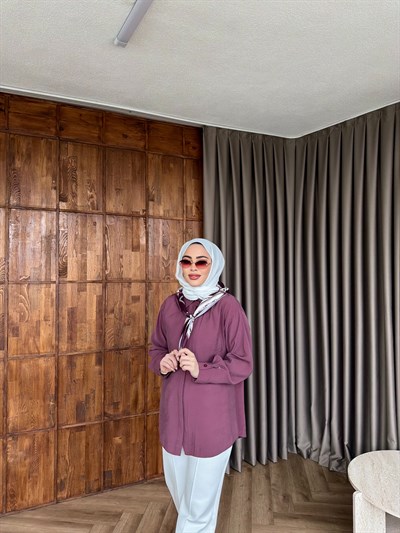 Fular Detaylı Gömlek - Lila