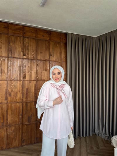 Fular Detaylı Gömlek - Pembe