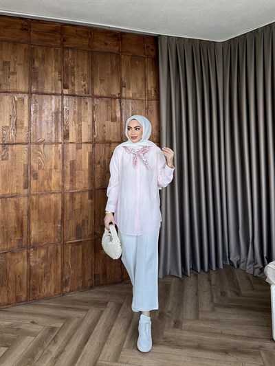 Fular Detaylı Gömlek - Pembe