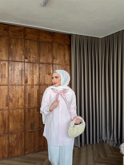 Fular Detaylı Gömlek - Pembe