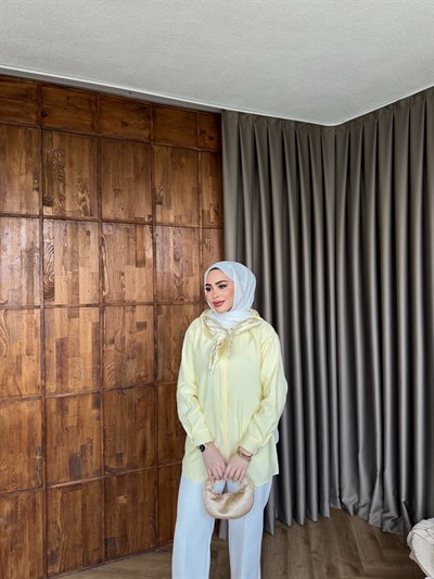 Fular Detaylı Gömlek - Sarı