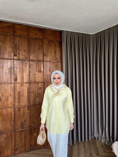 Fular Detaylı Gömlek - Sarı