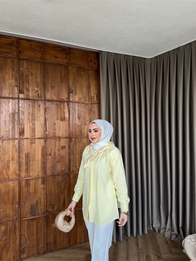 Fular Detaylı Gömlek - Sarı