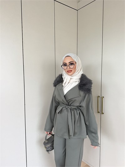 Gamas Kürk Detay Takım - Gri (ÖNSİPARİŞ)