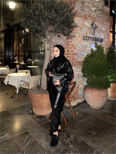 Gerna Deri Ceket - Siyah