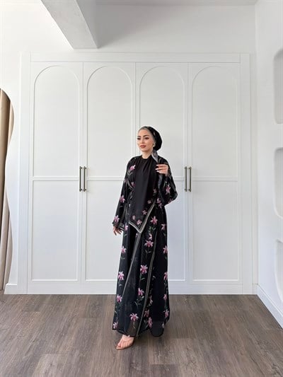 Geyyan Abaya Şal Hediyeli - Siyah