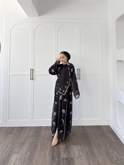 Geyyan Abaya Şal Hediyeli - Siyah