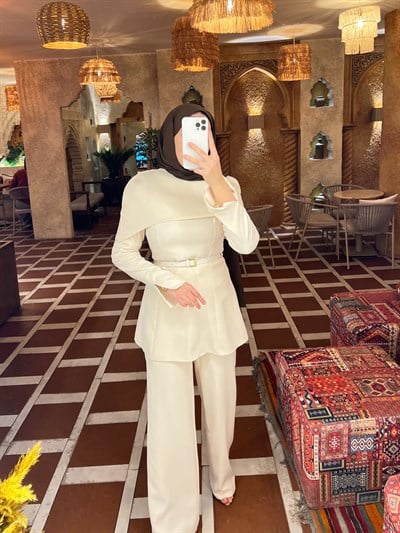 Hande Kemerli Takım - Ekru