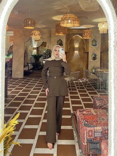 Hande Kemerli Takım - Kahve