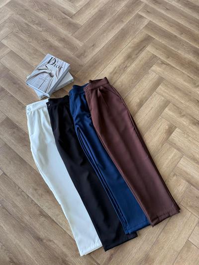 Havuç Krep Kumaş Pantolon - Acı Kahve