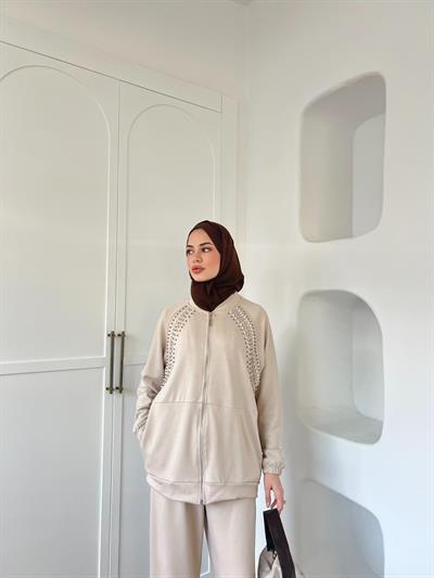 Hedis Taşlı Takım - Bej 