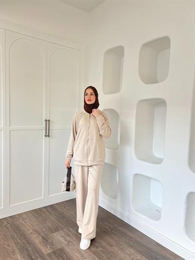 Hedis Taşlı Takım - Bej 