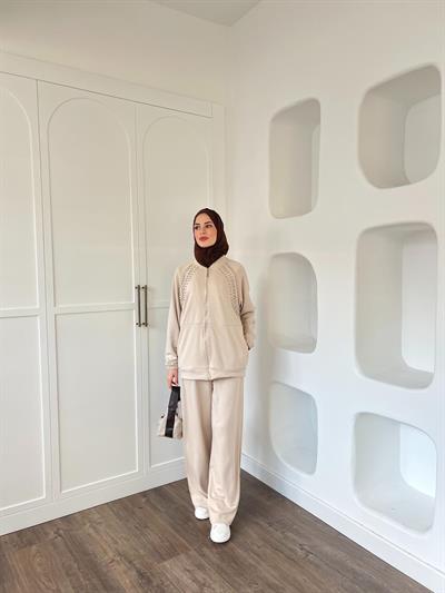 Hedis Taşlı Takım - Bej 