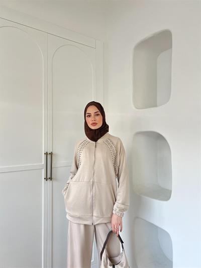 Hedis Taşlı Takım - Bej 
