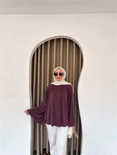 Hima İspanyol Kol Oysh Tunik - Mürdüm