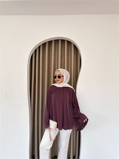 Hima İspanyol Kol Oysh Tunik - Mürdüm