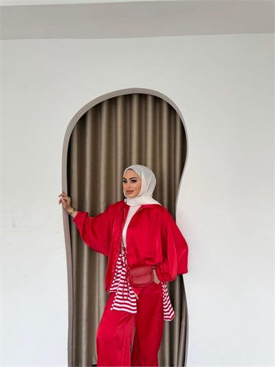 Jarsi Saten Takım - Kırmızı