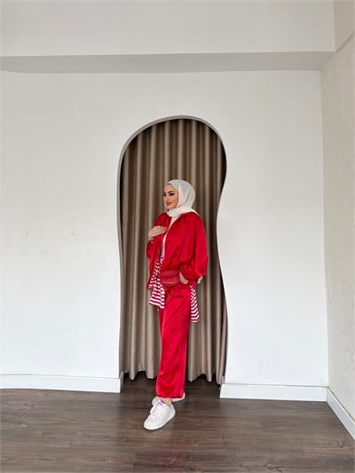 Jarsi Saten Takım - Kırmızı