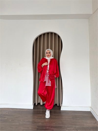 Jarsi Saten Takım - Kırmızı