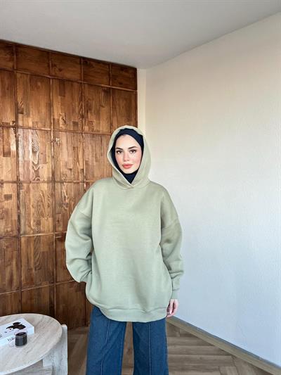 Kapşonlu Qu Sweat Haki