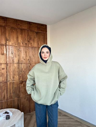 Kapşonlu Qu Sweat Haki