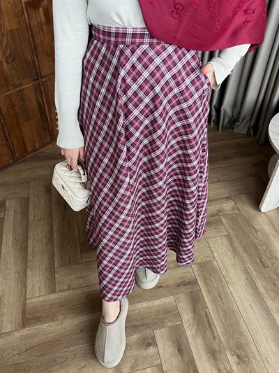 Kareli Vual Etek - Bordo