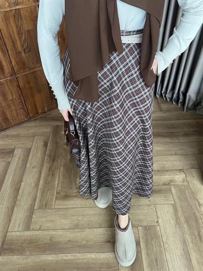 Kareli Vual Etek - Kahve