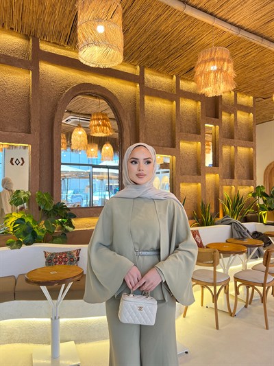 Karmen Pelerin Detaylı Takım - Vizon