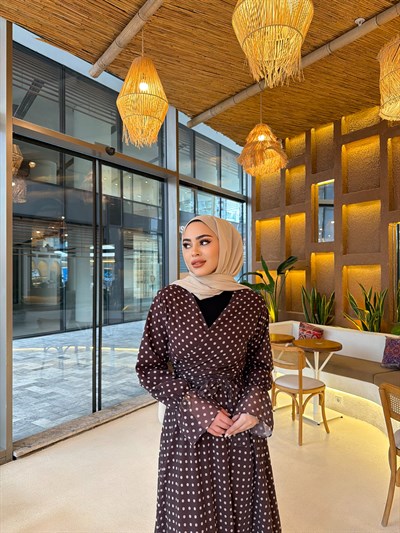 Kavva Puantiye Etek Takım - Kahve