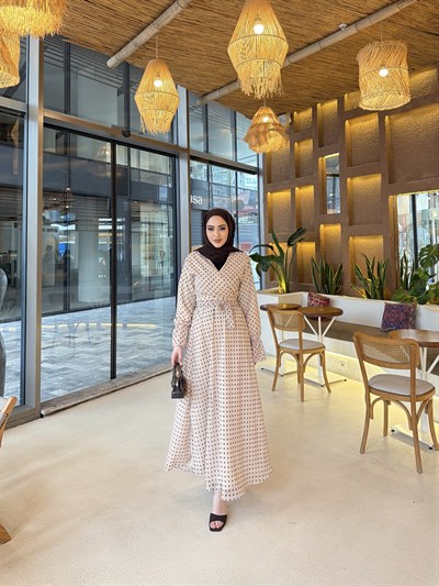 Kavva Puantiye Etek Takım - Krem