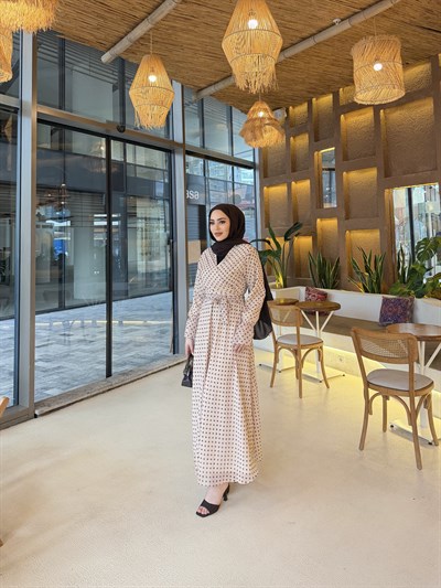 Kavva Puantiye Etek Takım - Krem