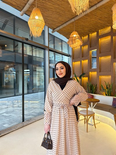 Kavva Puantiye Etek Takım - Krem