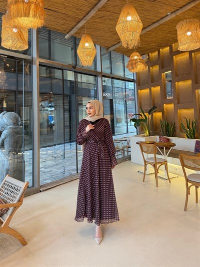 Kavva Puantiye Etek Takım - Mürdüm