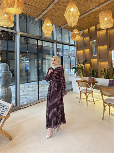 Kavva Puantiye Etek Takım - Mürdüm