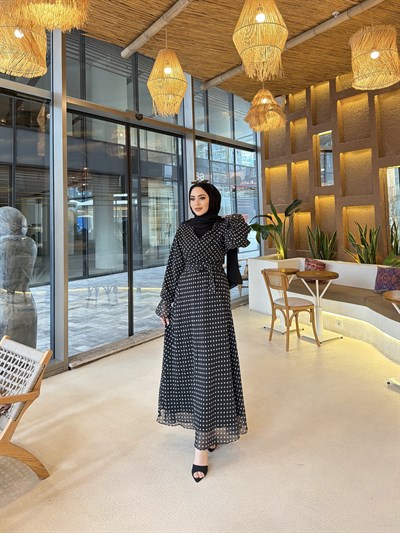 Kavva Puantiye Etek Takım - Siyah 