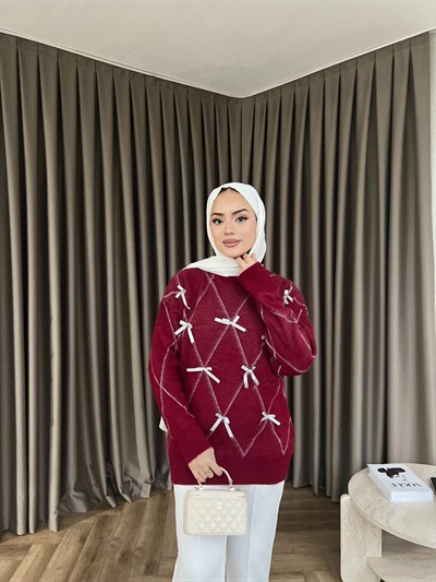 Kelebek Kazak - Bordo