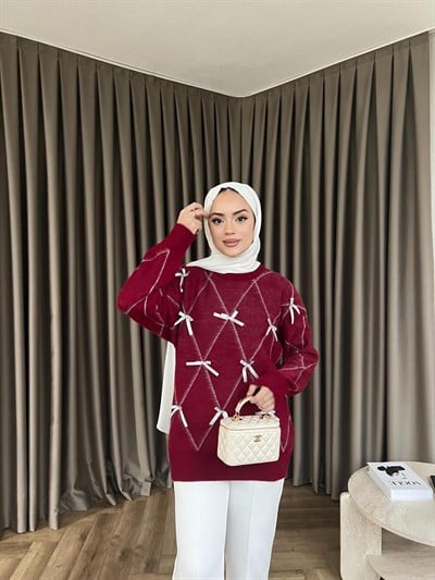 Kelebek Kazak - Bordo