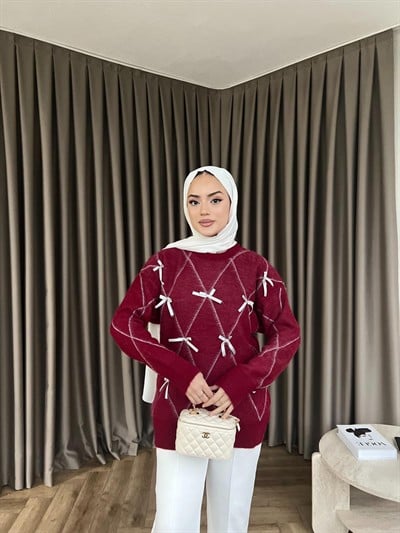 Kelebek Kazak - Bordo