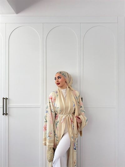 Kelva Abaya Şal Hediyeli - Sarı 