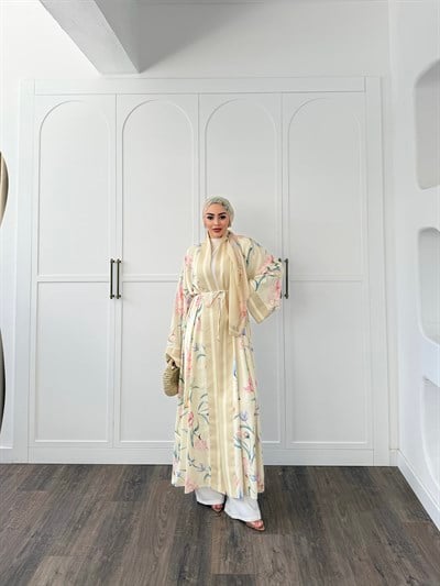 Kelva Abaya Şal Hediyeli - Sarı 