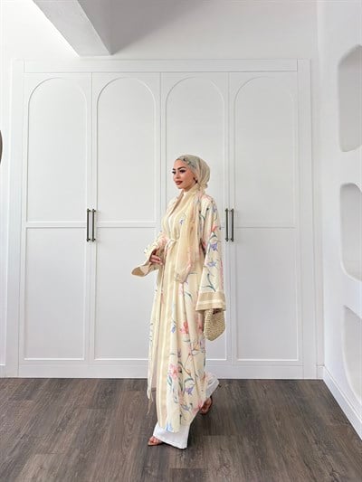 Kelva Abaya Şal Hediyeli - Sarı 